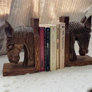 Vintage Horse wood bookends